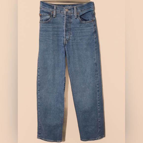 Levis Blue Ribcage Straight Ankle Jeans - Picture 7 of 9